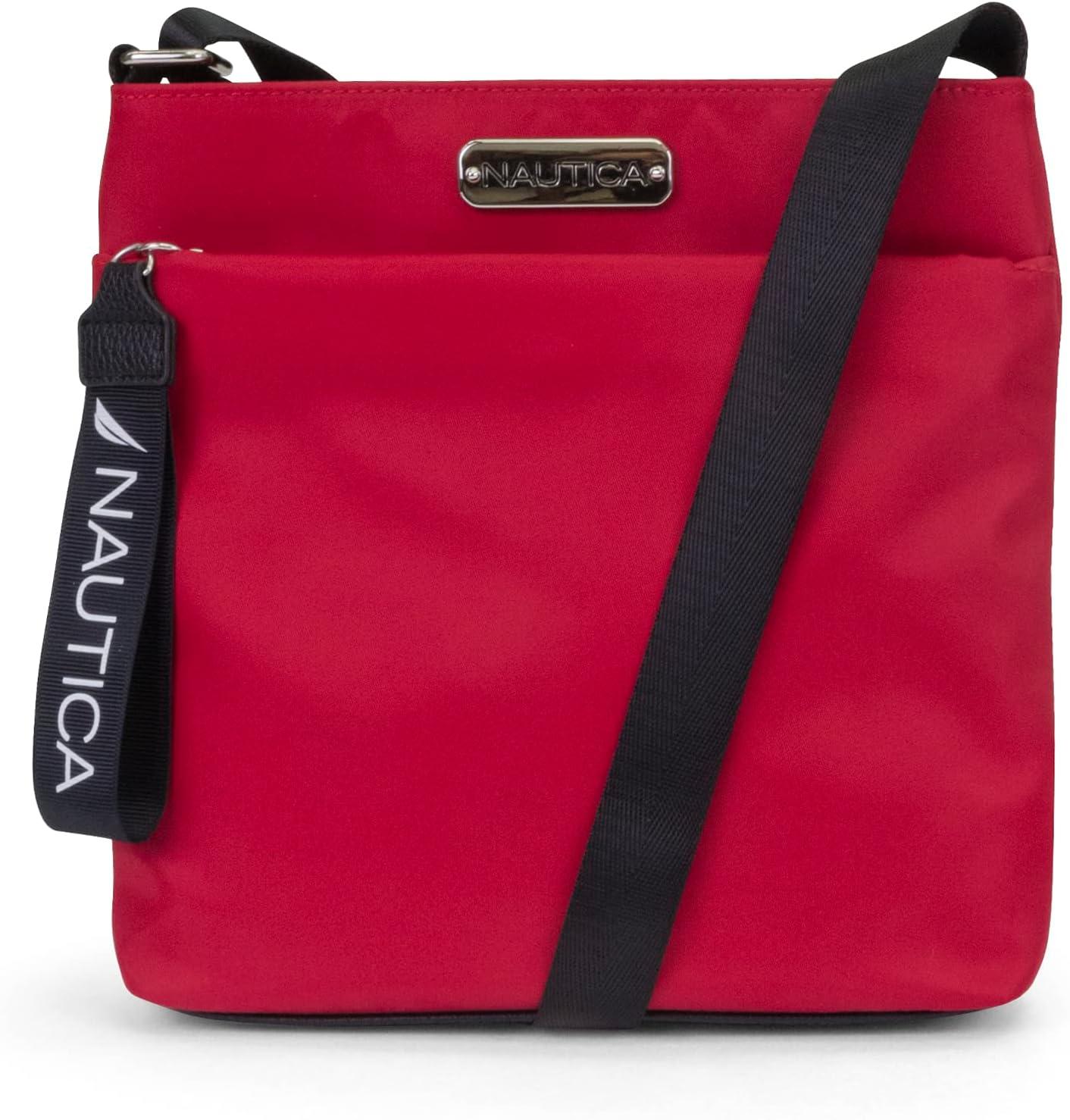 imageNautica Diver Nylon Small Womens Crossbody Bag Purse with Adjustable Shoulder StrapRed