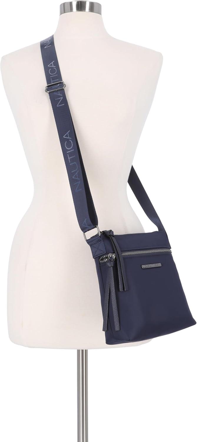 imageNautica Diver Nylon Small Womens Crossbody Bag Purse with Adjustable Shoulder StrapZipper Up Indigo