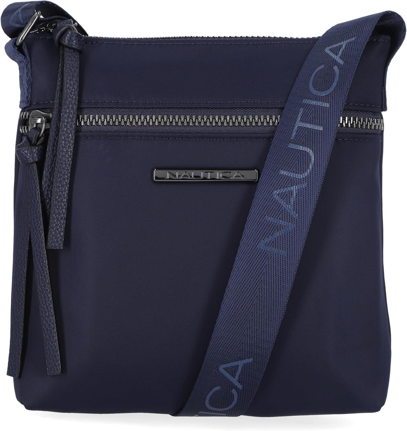 imageNautica Diver Nylon Small Womens Crossbody Bag Purse with Adjustable Shoulder StrapZipper Up Indigo