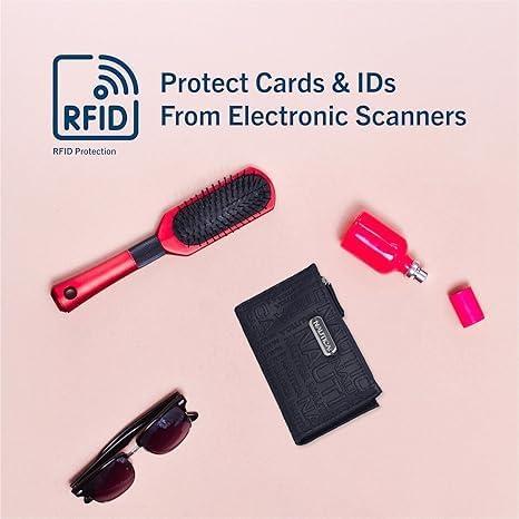 imageNautica High Tide Small Wallet for Women RFID Blocking Slim Credit Card Holder with Zipper Coin Pocket Bifold Compact Wallet with ID Window Red PrintedFuego Red
