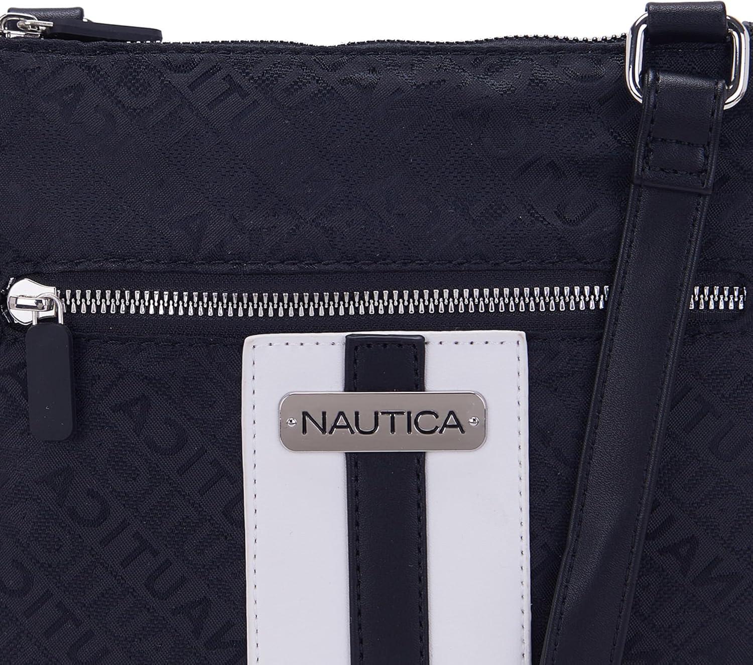 imageNautica Lakeside Signature Jaquard North South Crossbody BagBlack