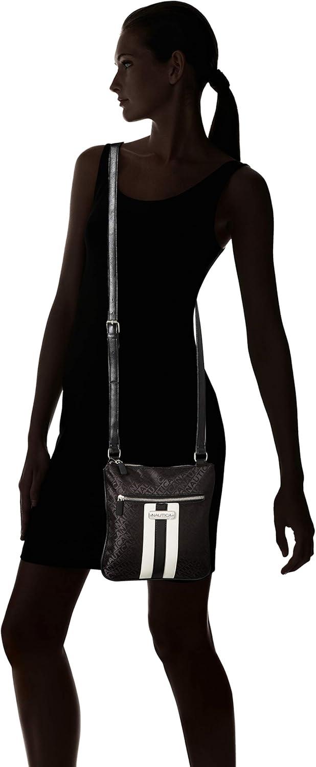 imageNautica Lakeside Signature Jaquard North South Crossbody BagBlack