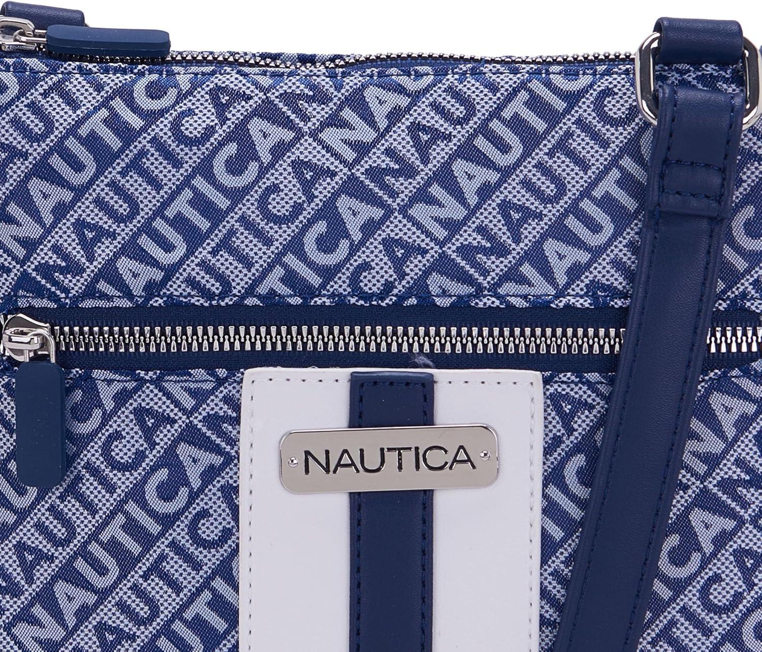 imageNautica Lakeside Signature Jaquard North South Crossbody BagIndigo