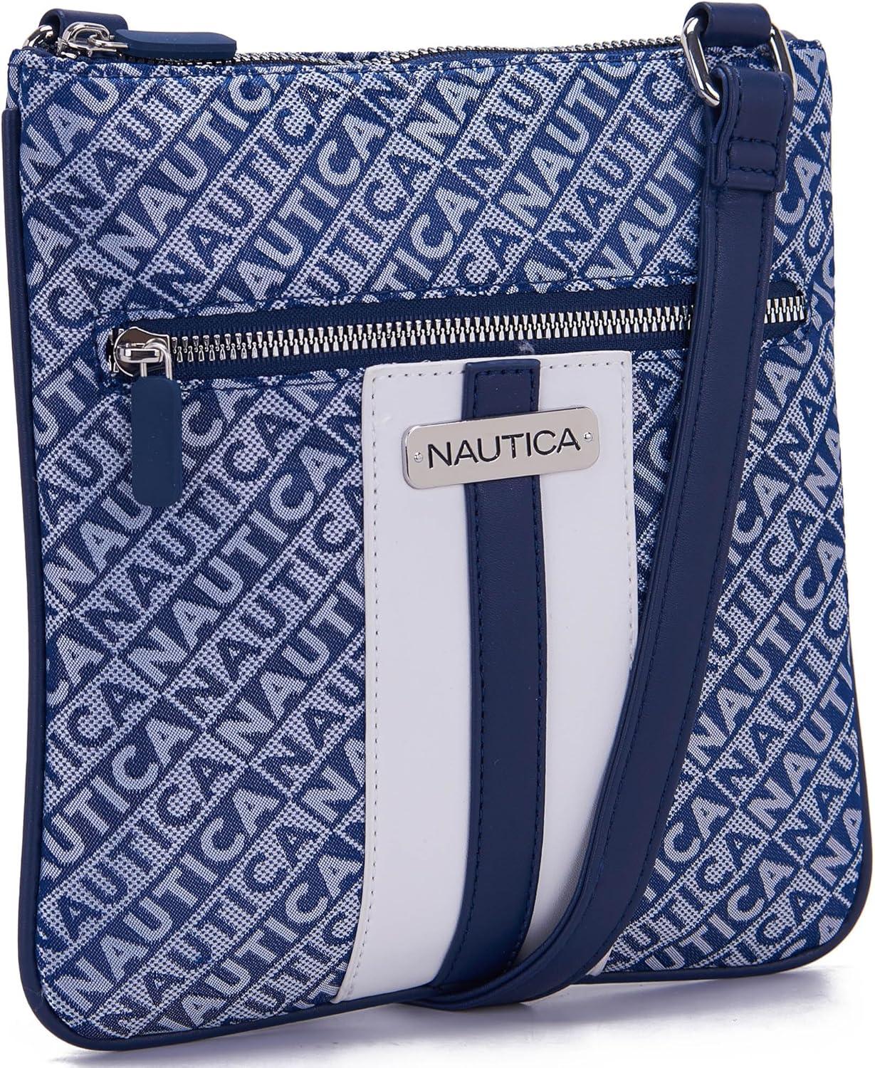 imageNautica Lakeside Signature Jaquard North South Crossbody BagIndigo