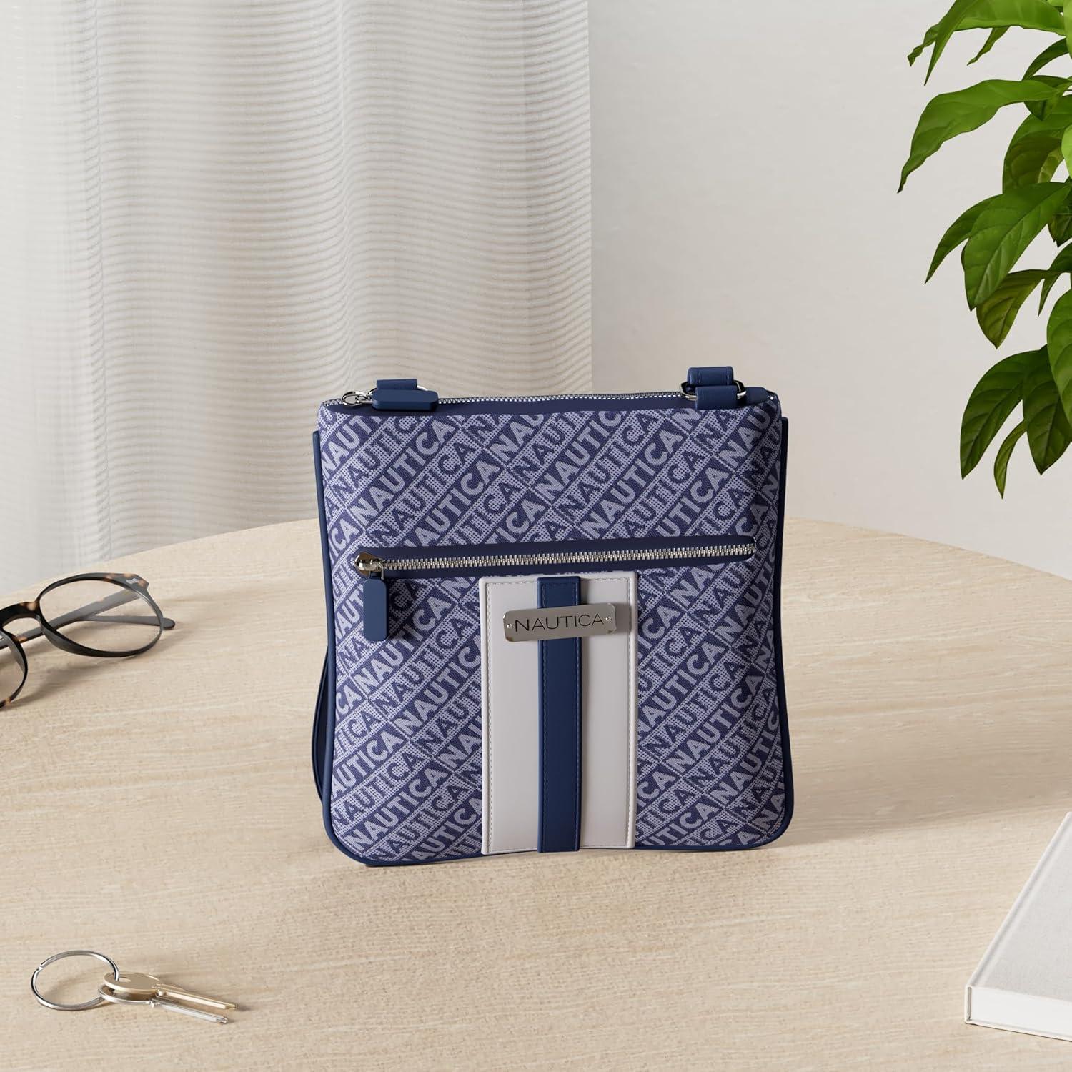 imageNautica Lakeside Signature Jaquard North South Crossbody BagIndigo