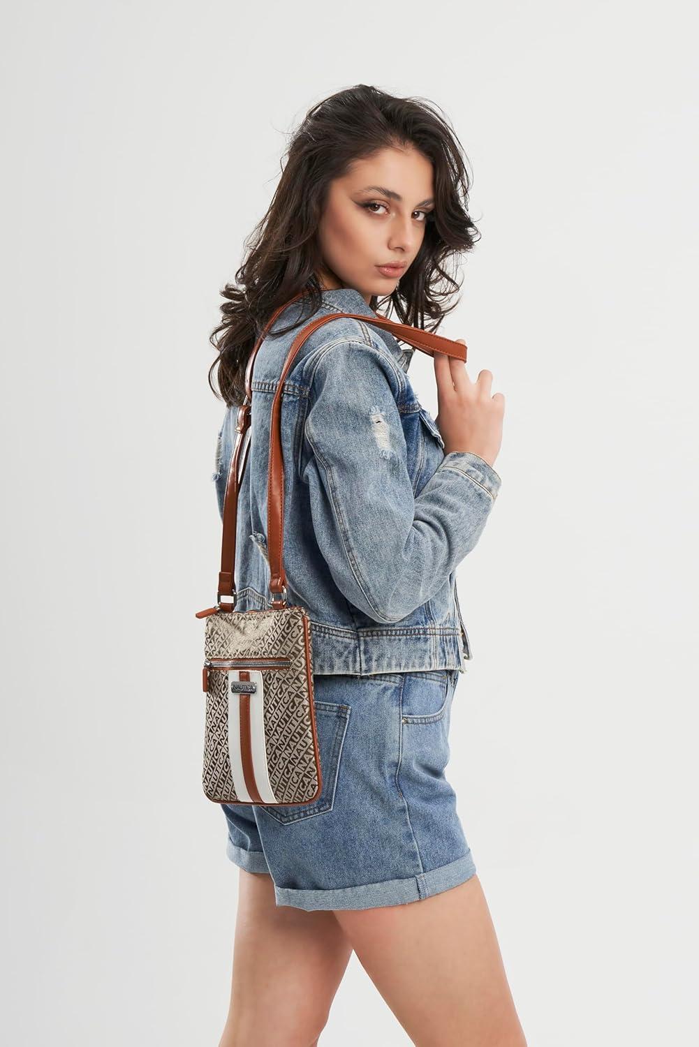 imageNautica Lakeside Signature Jaquard North South Crossbody BagKhaki
