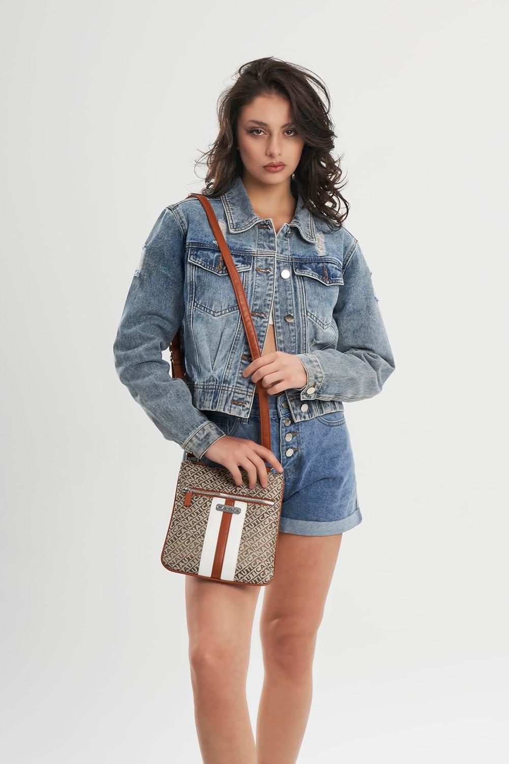 imageNautica Lakeside Signature Jaquard North South Crossbody BagKhaki
