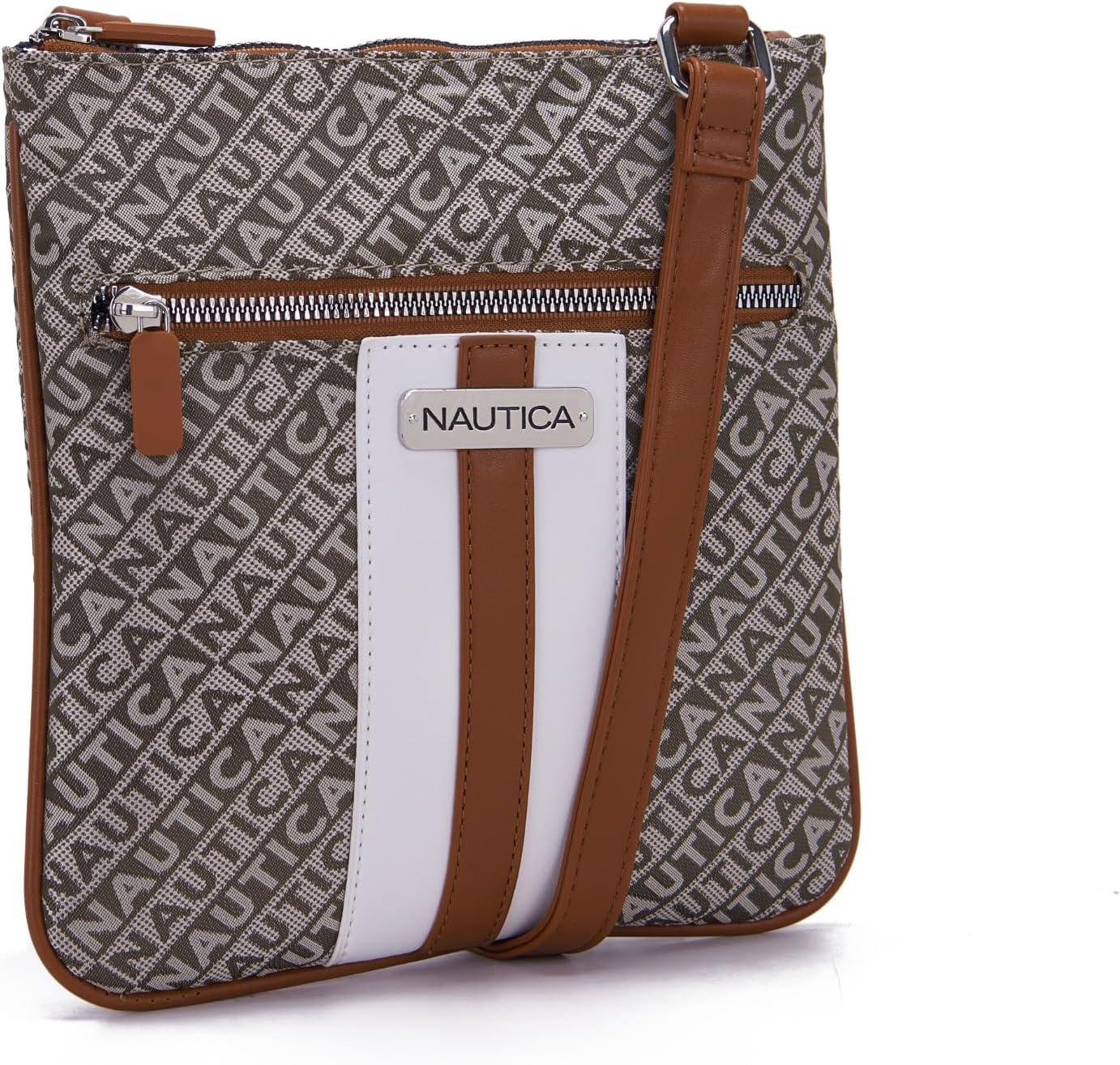 imageNautica Lakeside Signature Jaquard North South Crossbody BagKhaki