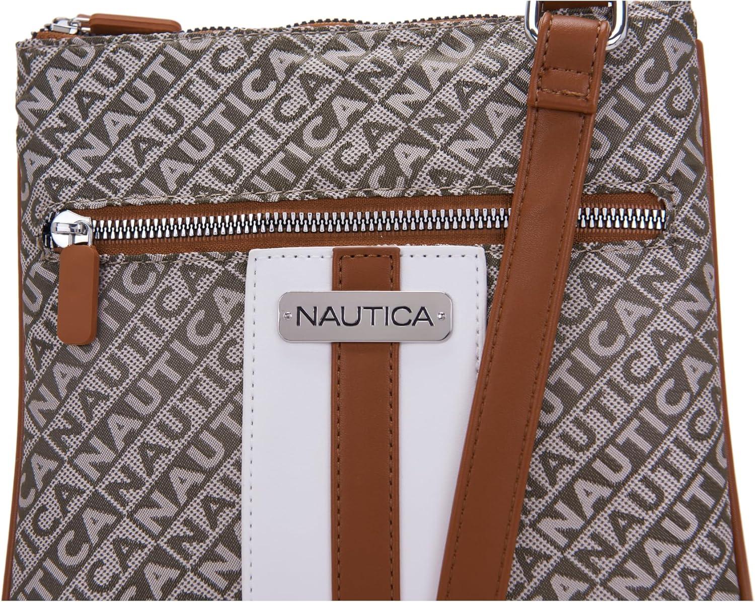 imageNautica Lakeside Signature Jaquard North South Crossbody BagKhaki