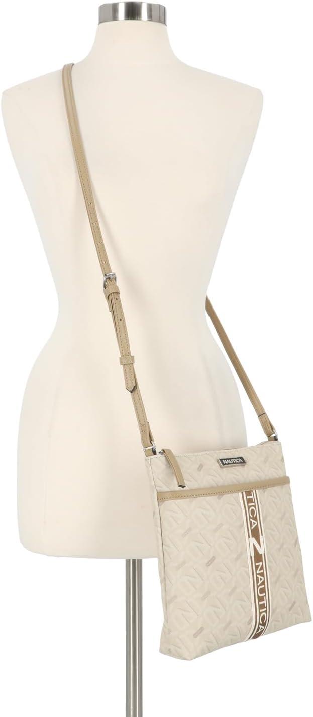 imageNautica Lakeside Signature Jaquard North South Crossbody BagLinked Wheat