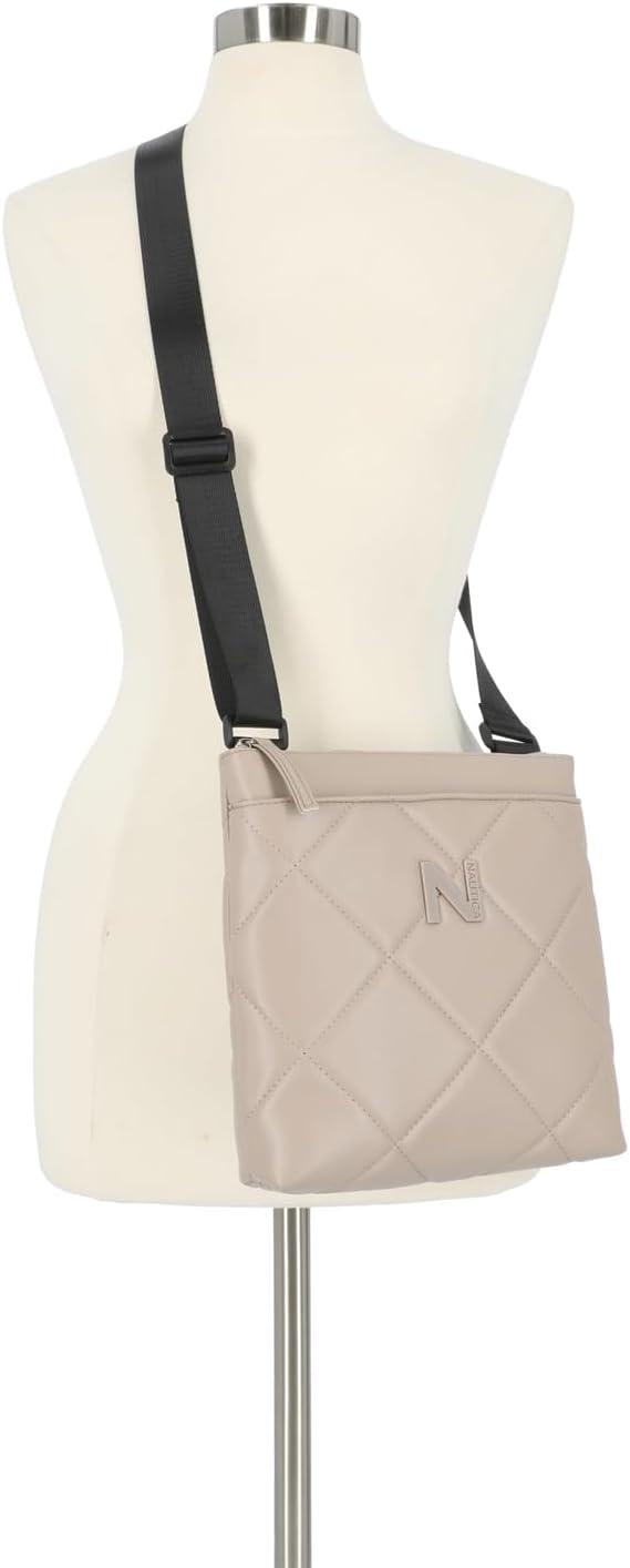 imageNautica Lakeside Signature Jaquard North South Crossbody BagMushroom Marquise Quilt