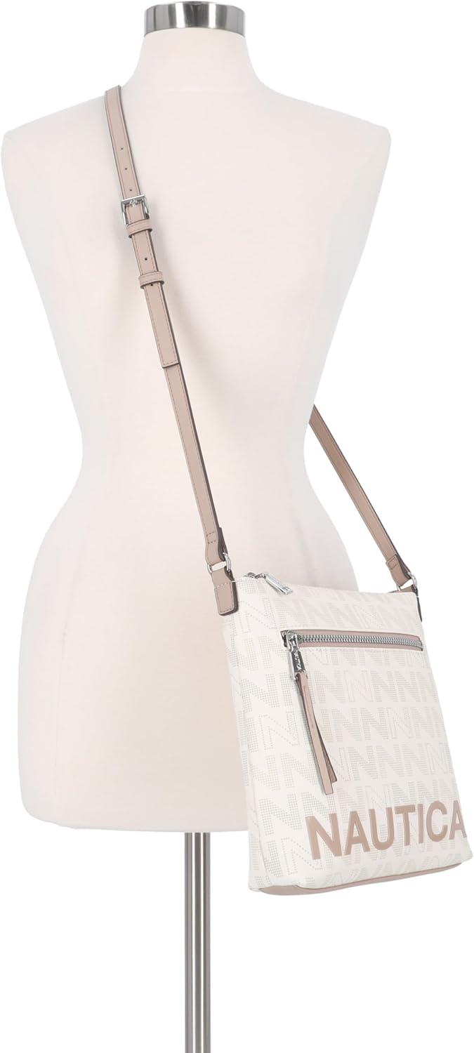 imageNautica Lakeside Signature Jaquard North South Crossbody BagOuter Banks Bone Multi