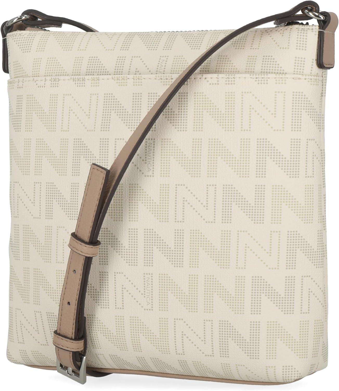 imageNautica Lakeside Signature Jaquard North South Crossbody BagOuter Banks Bone Multi