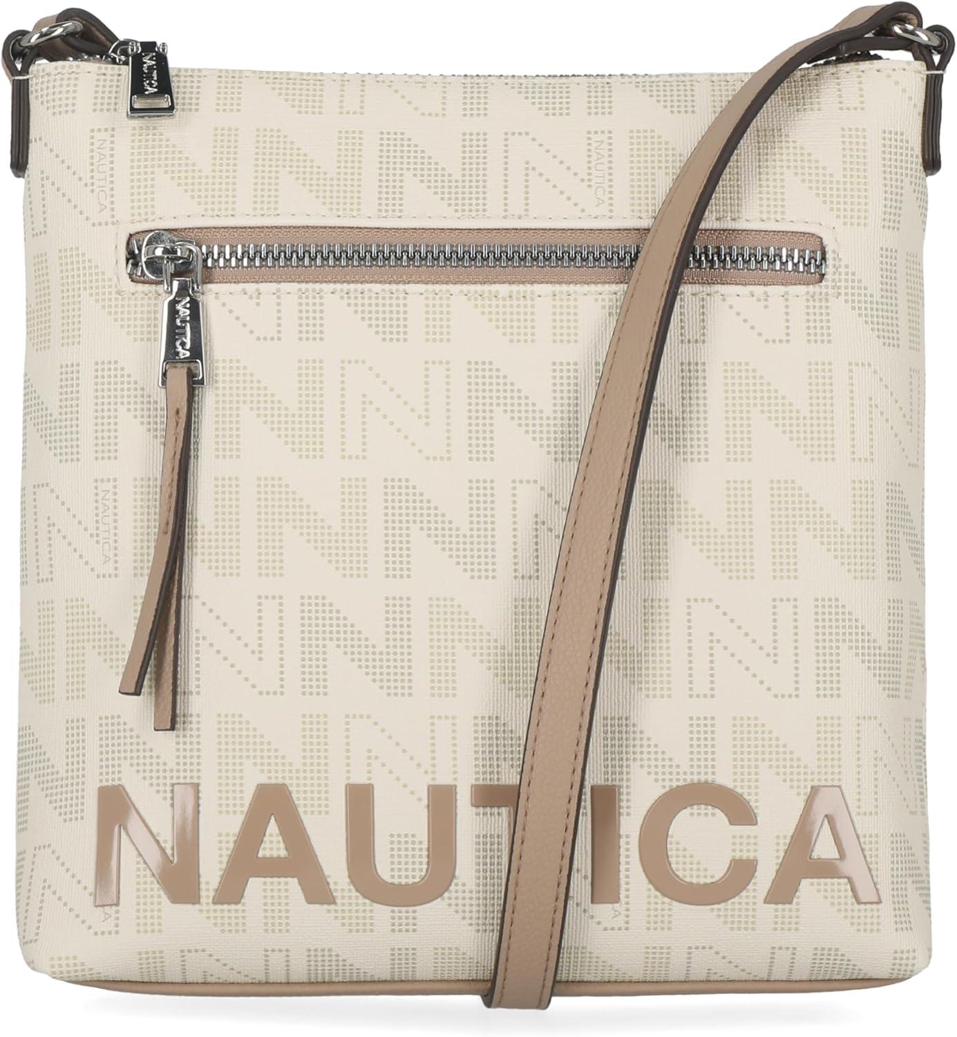 imageNautica Lakeside Signature Jaquard North South Crossbody BagOuter Banks Bone Multi