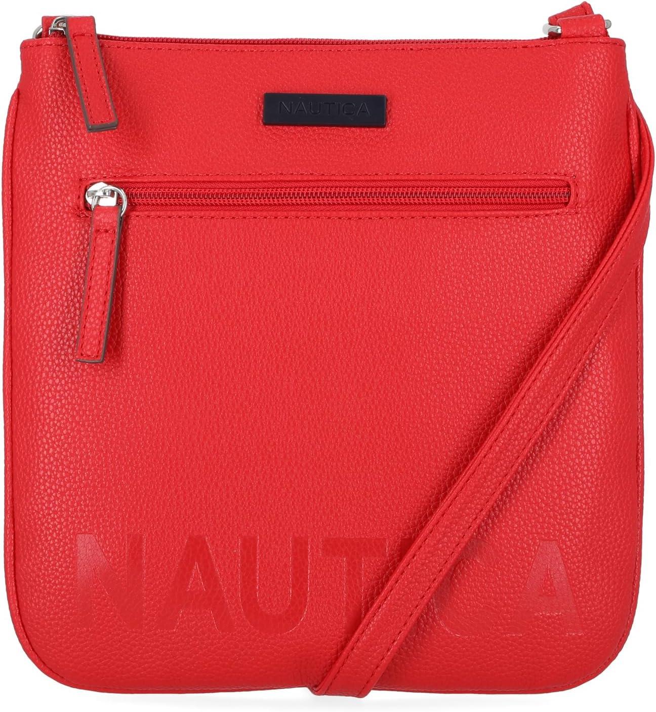 imageNautica Lakeside Signature Jaquard North South Crossbody BagRed