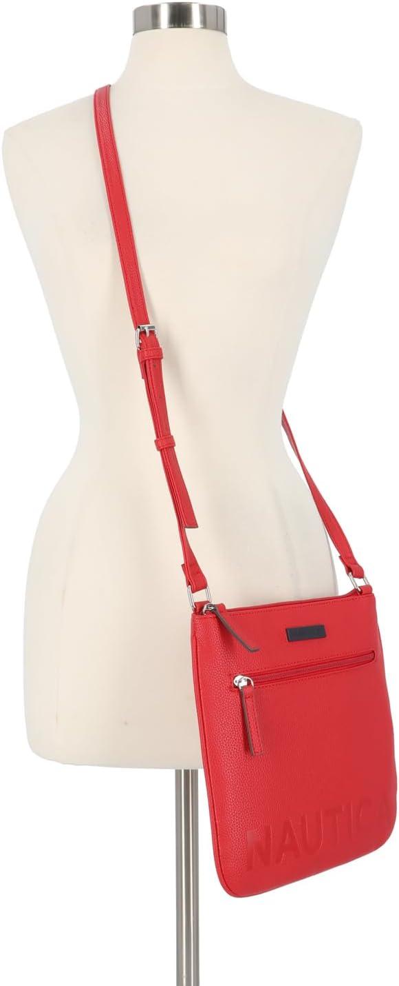 imageNautica Lakeside Signature Jaquard North South Crossbody BagRed