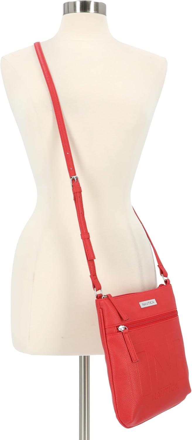 imageNautica Lakeside Signature Jaquard North South Crossbody BagRed Bannerman