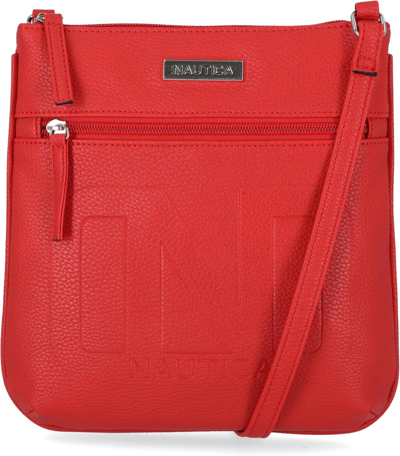 imageNautica Lakeside Signature Jaquard North South Crossbody BagRed Bannerman