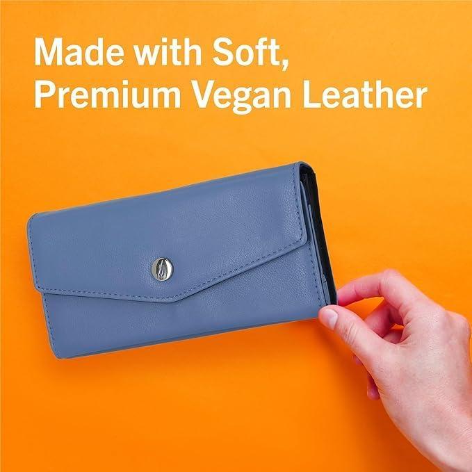 imageNautica Money Manager RFID Slim and Small Wallet for Women Credit Card Holder with Coin Purse and Zipper Wallet Womens Clutch OrganizerColorblock Blue