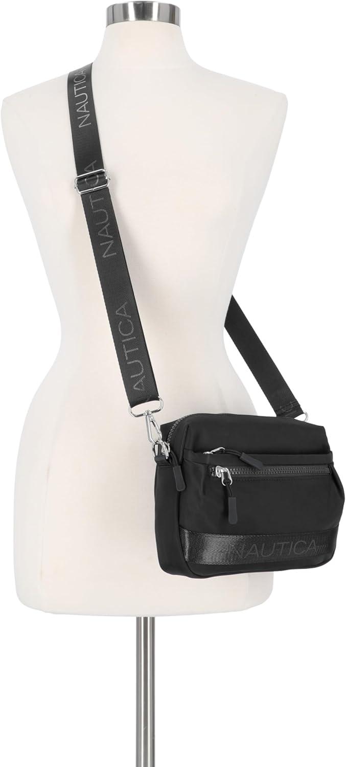imageNautica Nylon Bean crossbodyBelt Bag adjustable shoulder strapBlack Tonal