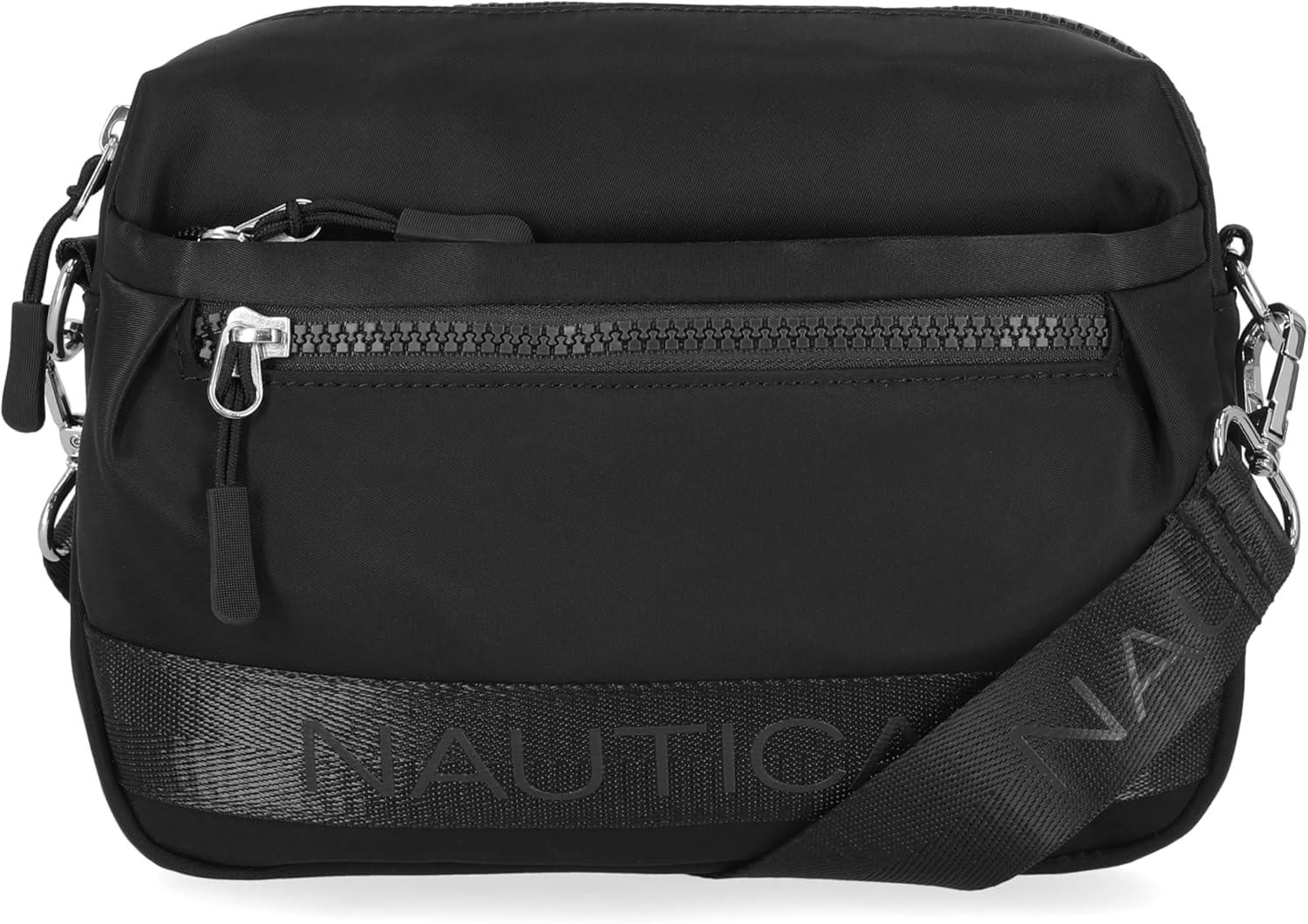 imageNautica Nylon Bean crossbodyBelt Bag adjustable shoulder strapBlack Tonal