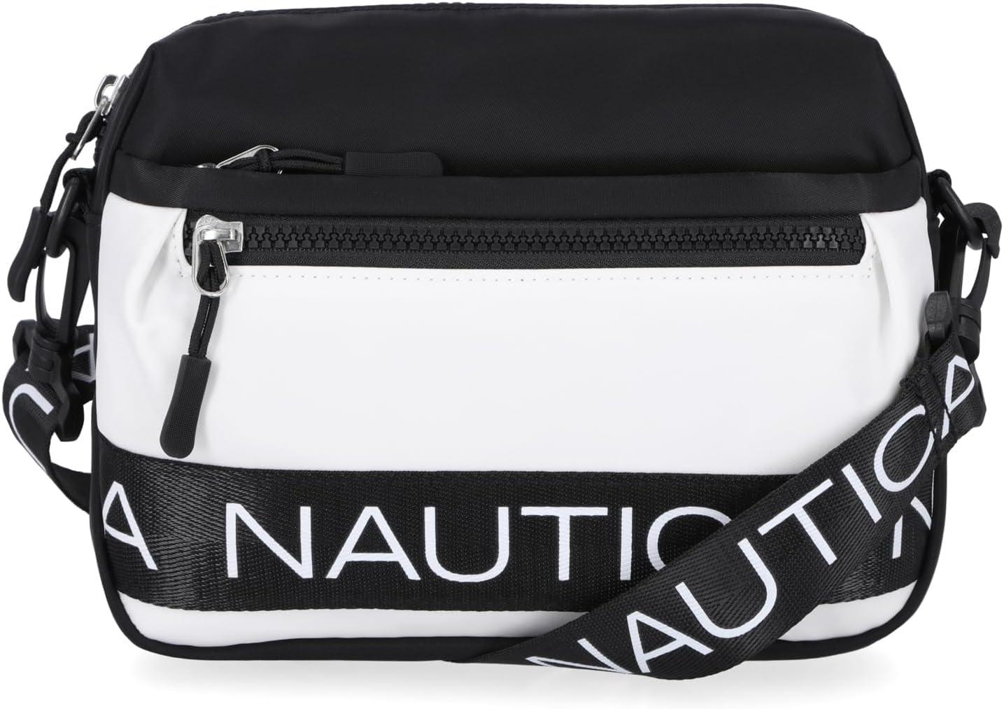 imageNautica Nylon Bean crossbodyBelt Bag adjustable shoulder strapBlackWhite