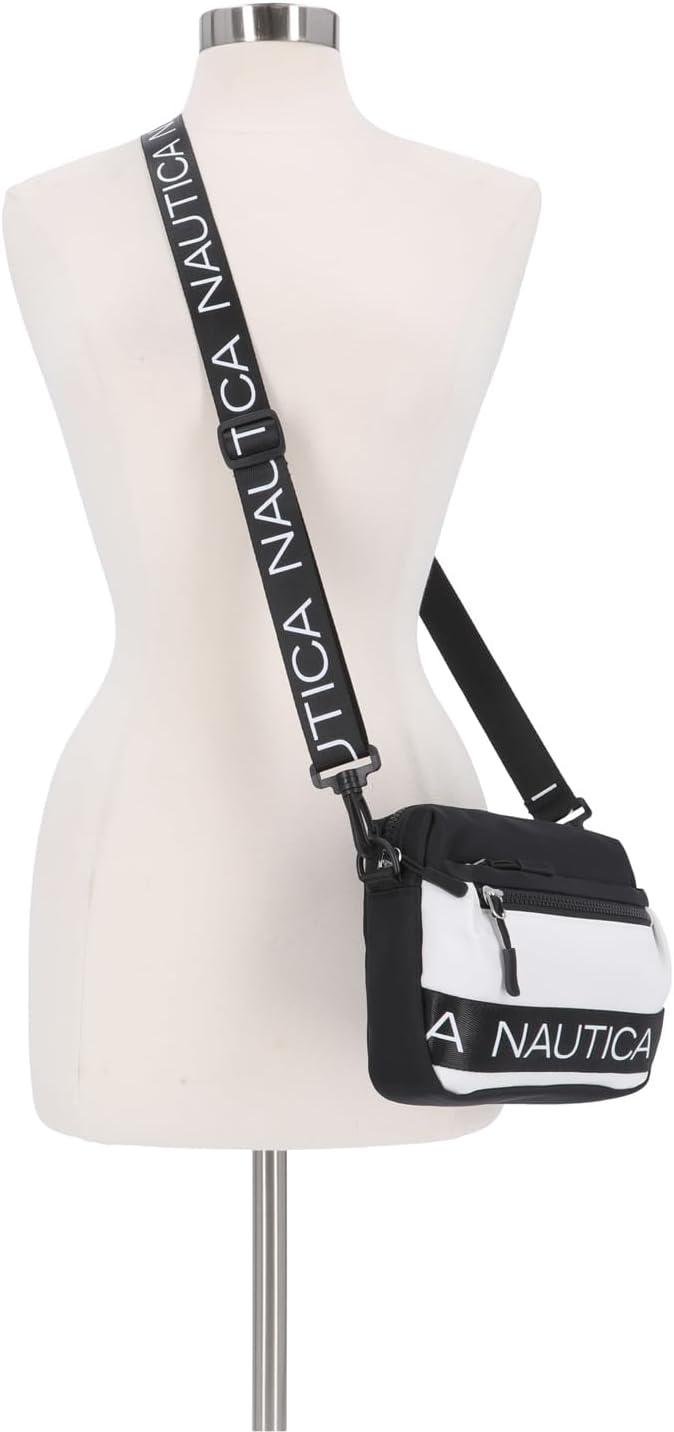imageNautica Nylon Bean crossbodyBelt Bag adjustable shoulder strapBlackWhite