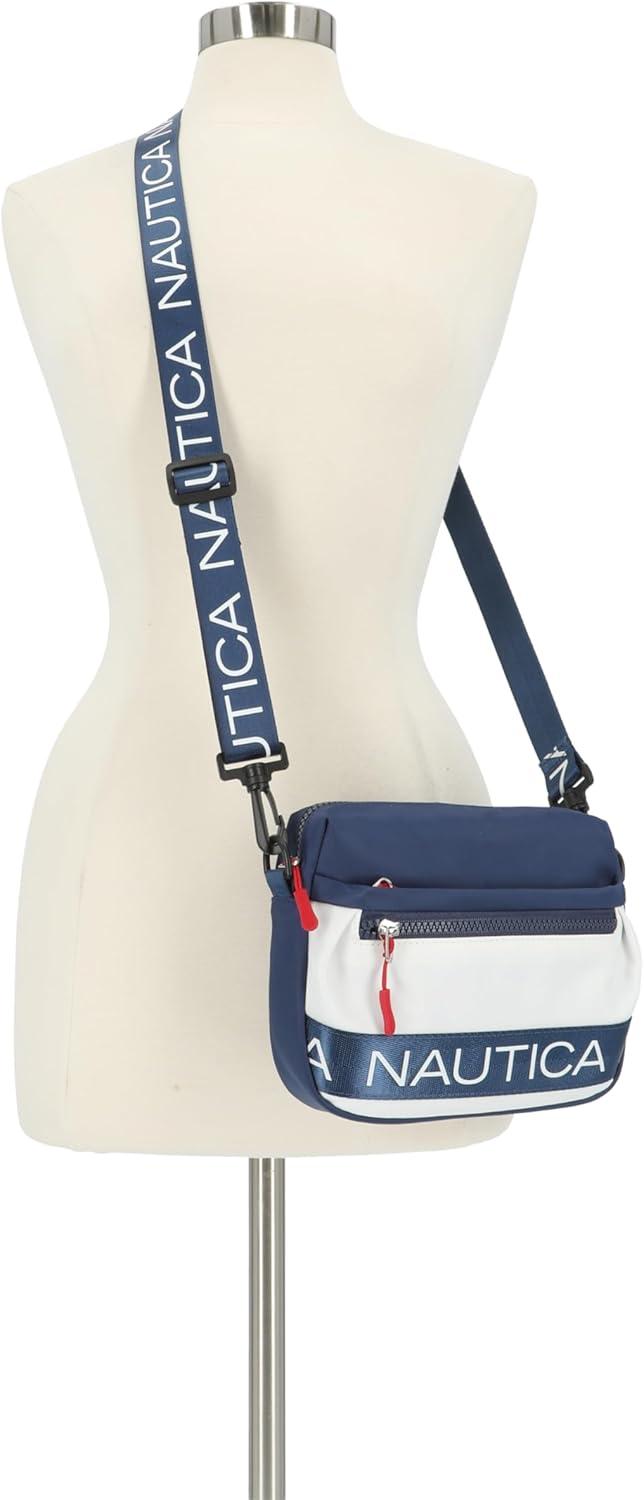 imageNautica Nylon Bean crossbodyBelt Bag adjustable shoulder strapIndigo White