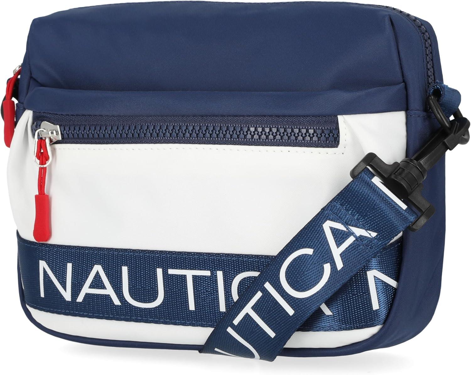 imageNautica Nylon Bean crossbodyBelt Bag adjustable shoulder strapIndigo White