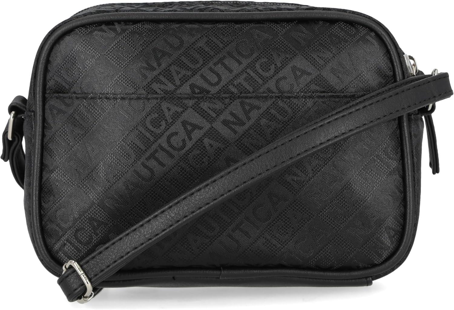 imageNautica Womens Candid Camera Adjustable Crossbody BagBlack Lakeside Jacquard