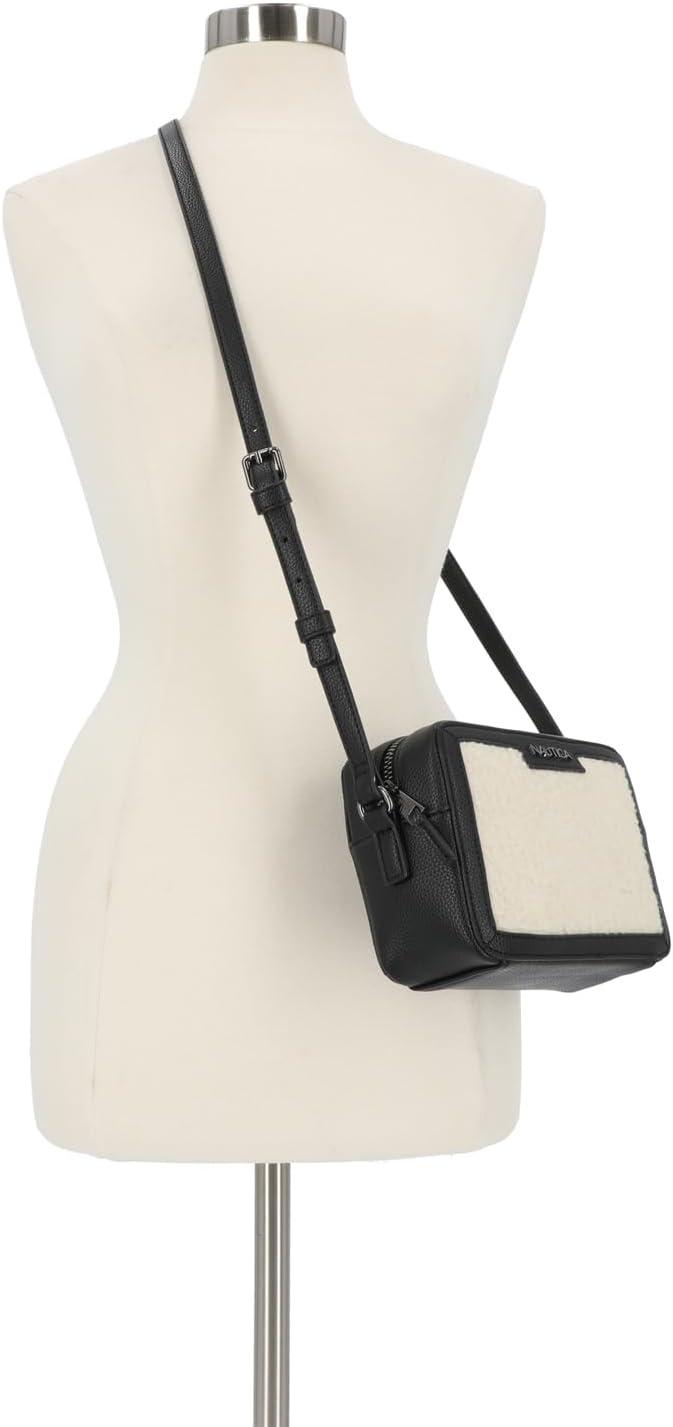imageNautica Womens Candid Camera Adjustable Crossbody BagBlack Sherpa