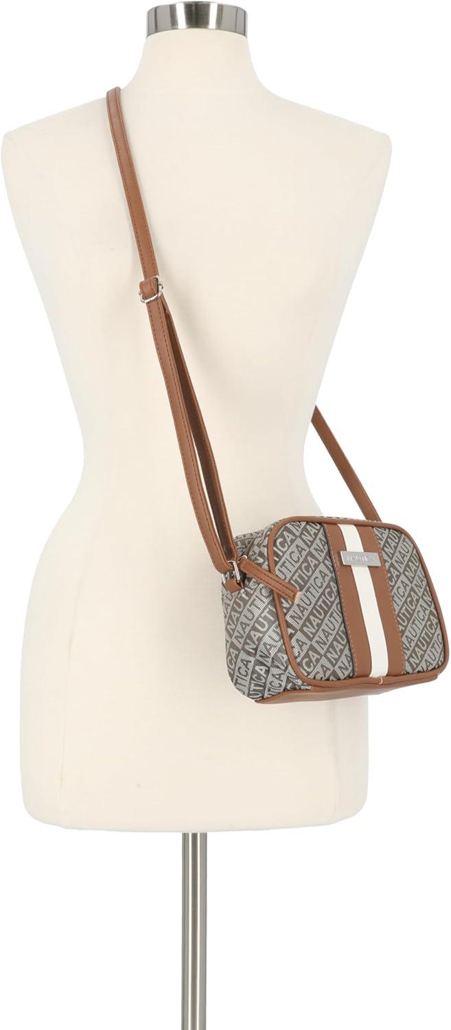 imageNautica Womens Candid Camera Adjustable Crossbody BagKhaki Lakeside Jacquard