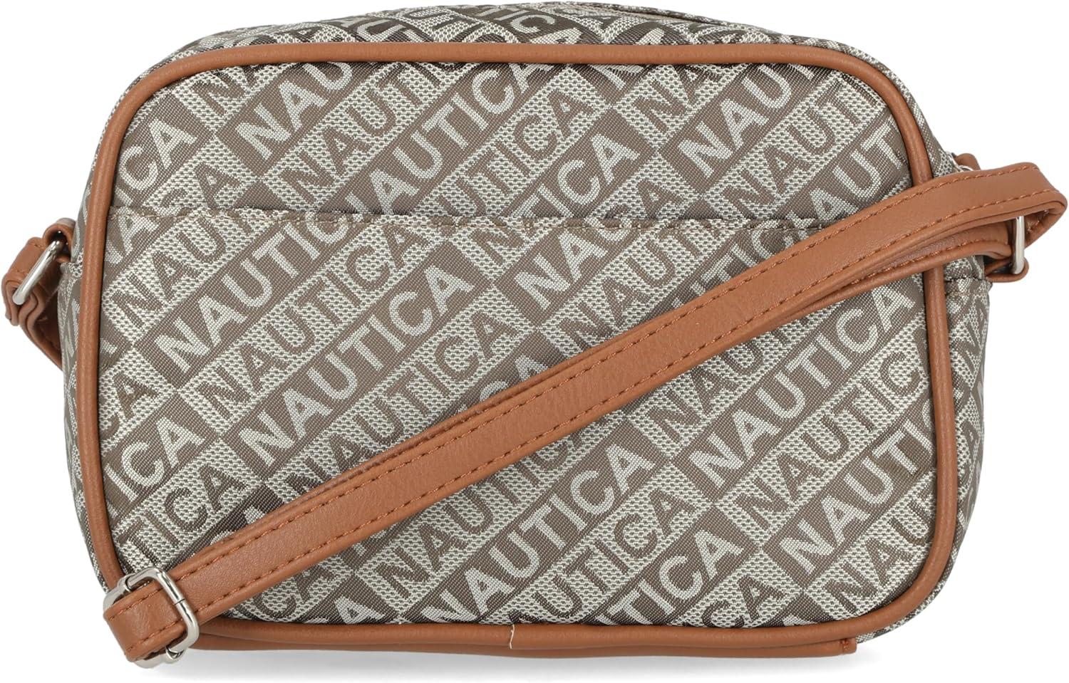 imageNautica Womens Candid Camera Adjustable Crossbody BagKhaki Lakeside Jacquard