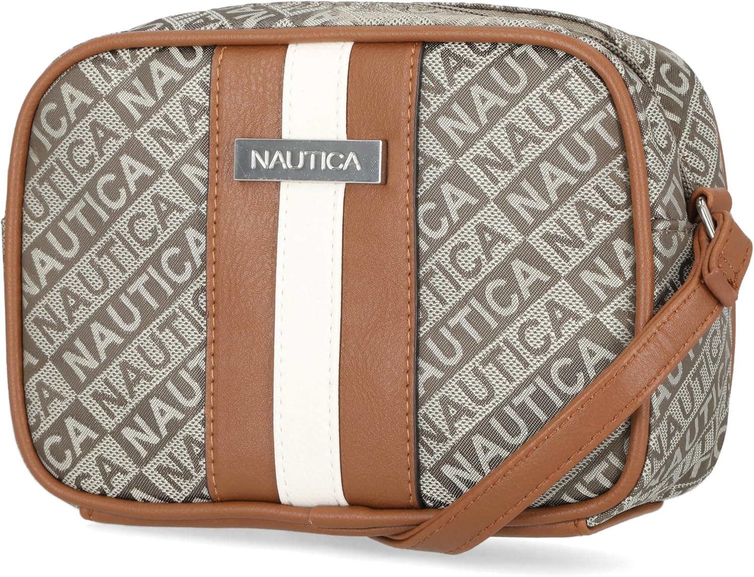 imageNautica Womens Candid Camera Adjustable Crossbody BagKhaki Lakeside Jacquard