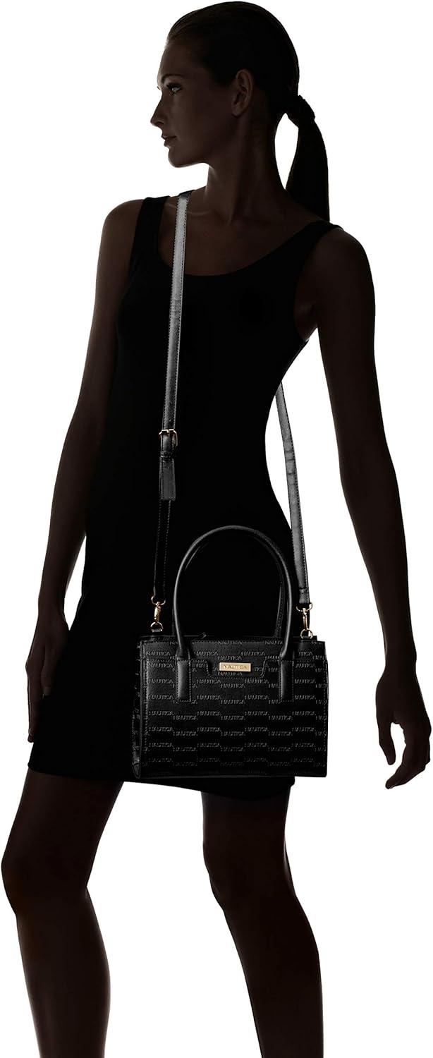 imageNautica Womens Sandy Jr Top Handel Satchel with Removable Crossbody StrapBlack Embossed Logo