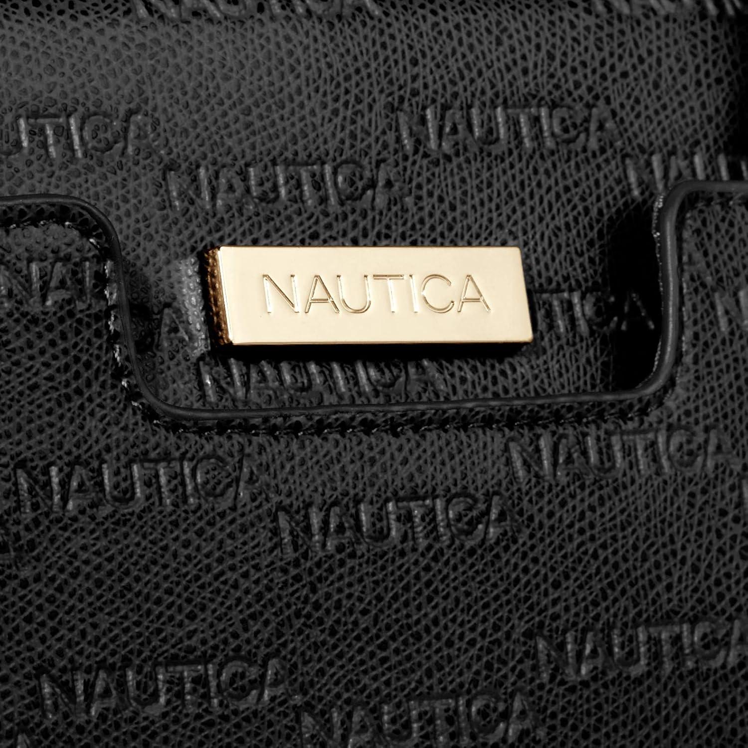 imageNautica Womens Sandy Jr Top Handel Satchel with Removable Crossbody StrapBlack Embossed Logo