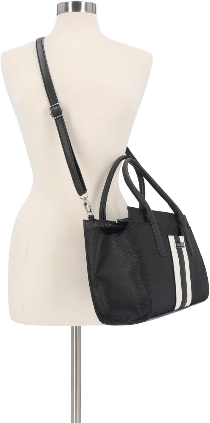 imageNautica Womens Sandy Jr Top Handel Satchel with Removable Crossbody StrapBlack Jacquard