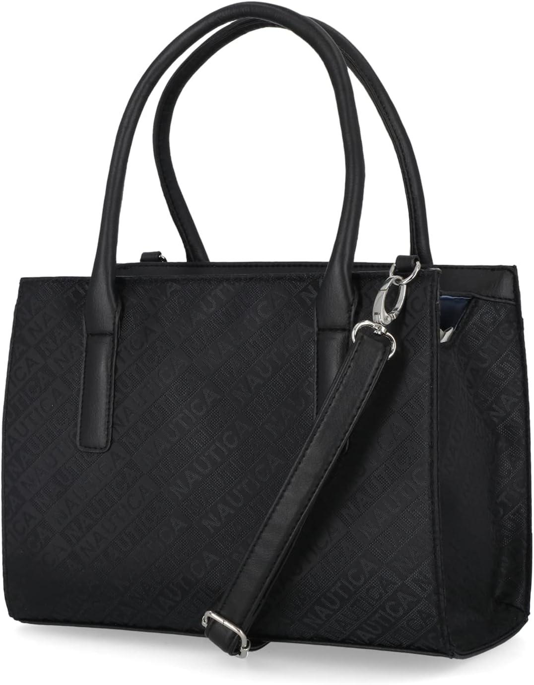 imageNautica Womens Sandy Jr Top Handel Satchel with Removable Crossbody StrapBlack Jacquard