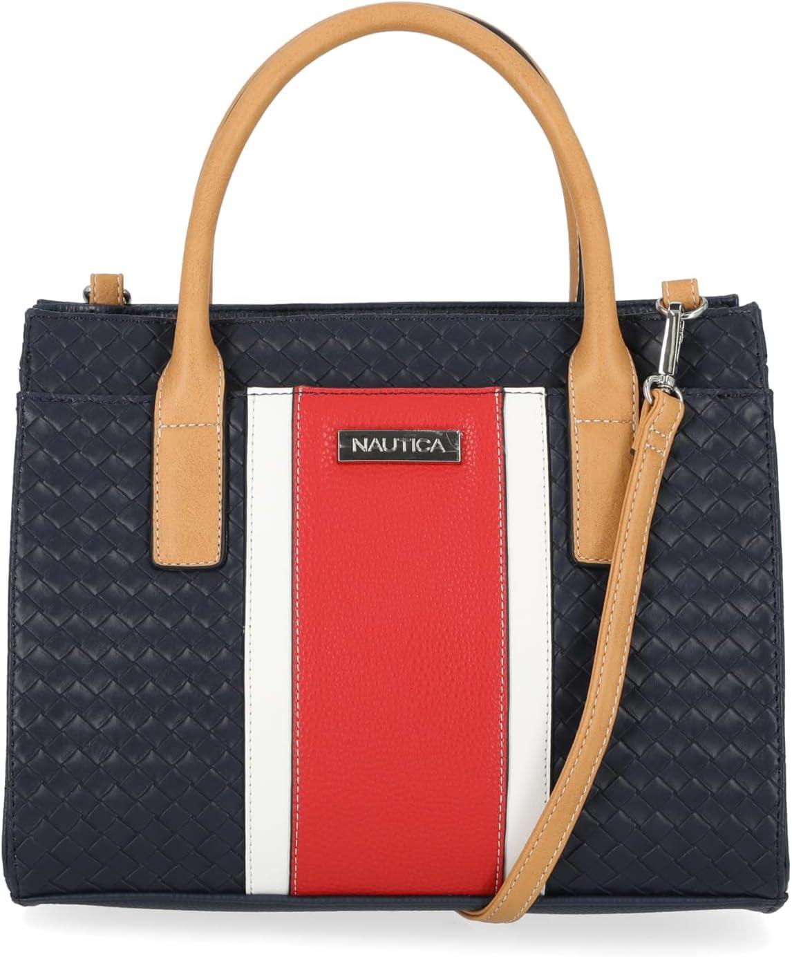 imageNautica Womens Sandy Jr Top Handel Satchel with Removable Crossbody StrapIndigo Woven