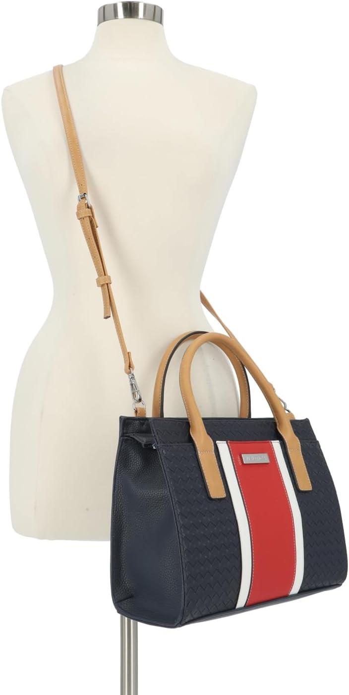 imageNautica Womens Sandy Jr Top Handel Satchel with Removable Crossbody StrapIndigo Woven