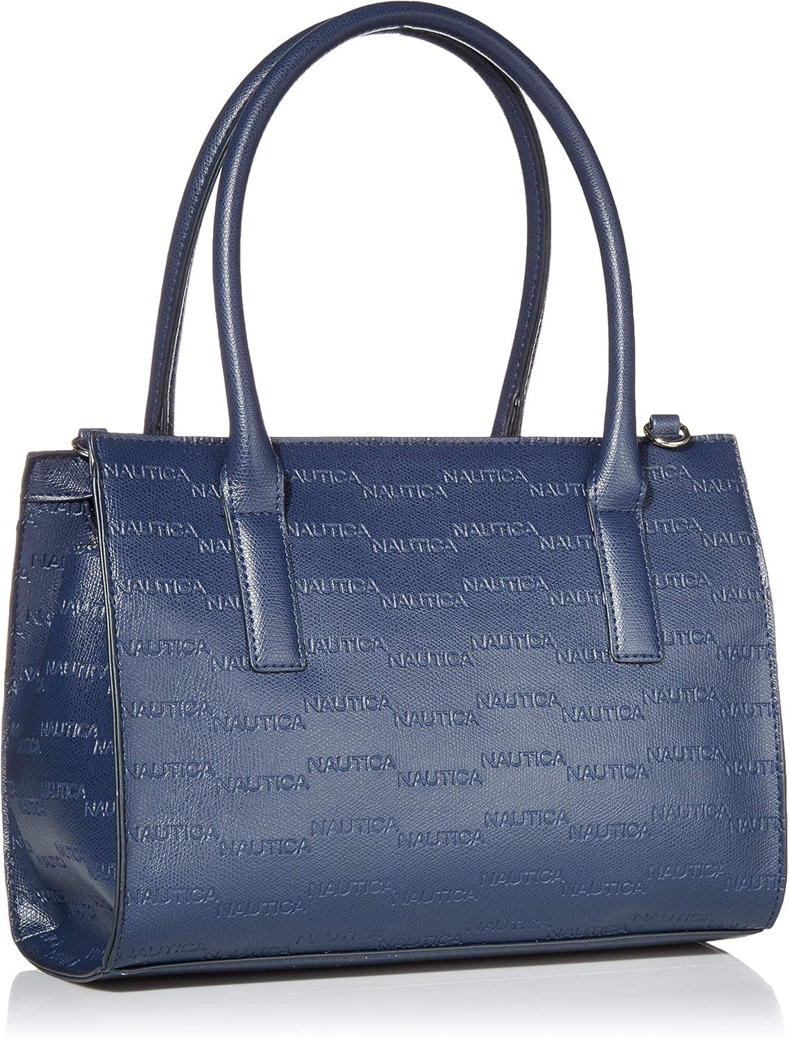 imageNautica Womens Sandy Jr Top Handel Satchel with Removable Crossbody StrapNavy Embossed Logo