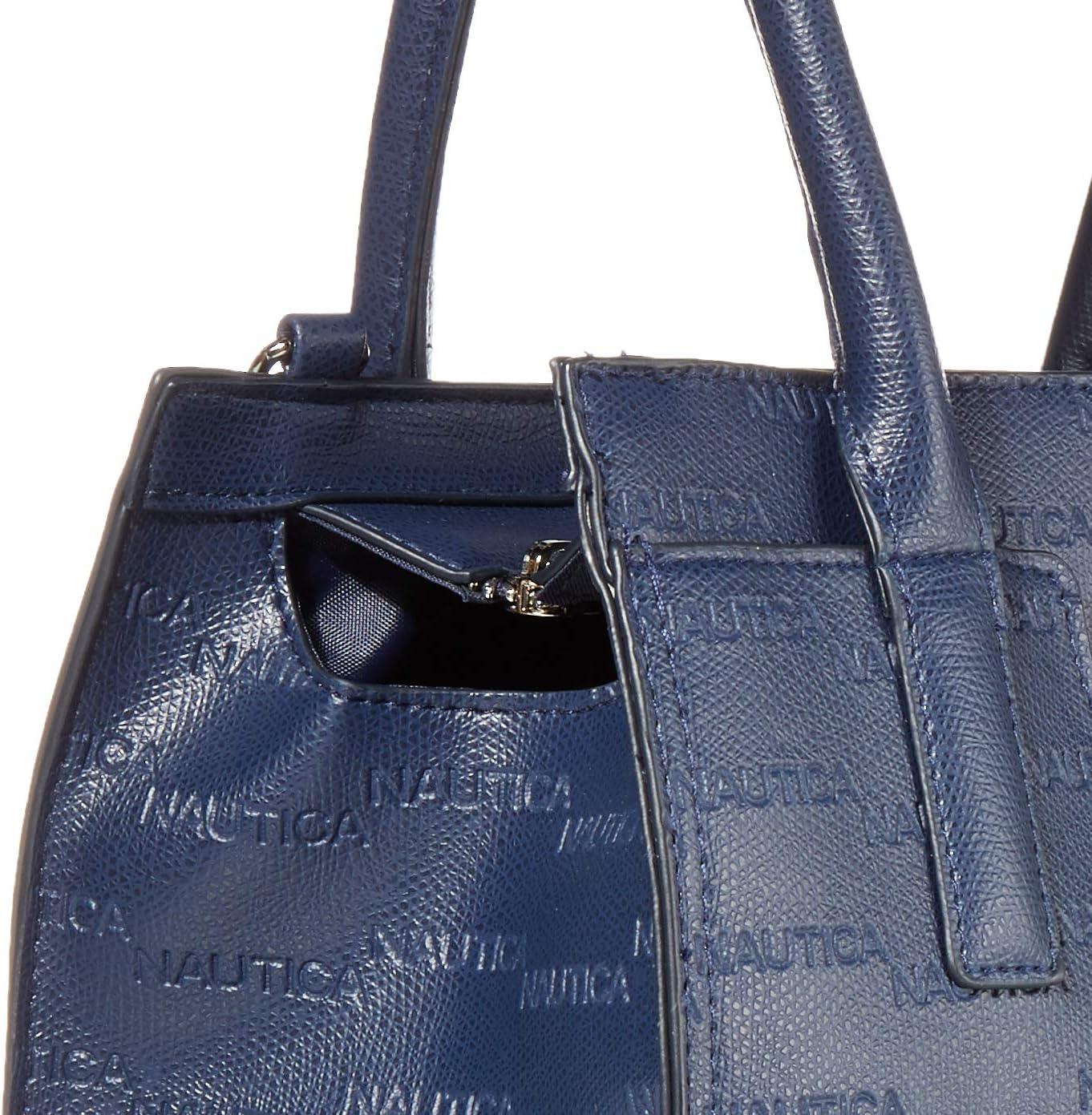 imageNautica Womens Sandy Jr Top Handel Satchel with Removable Crossbody StrapNavy Embossed Logo