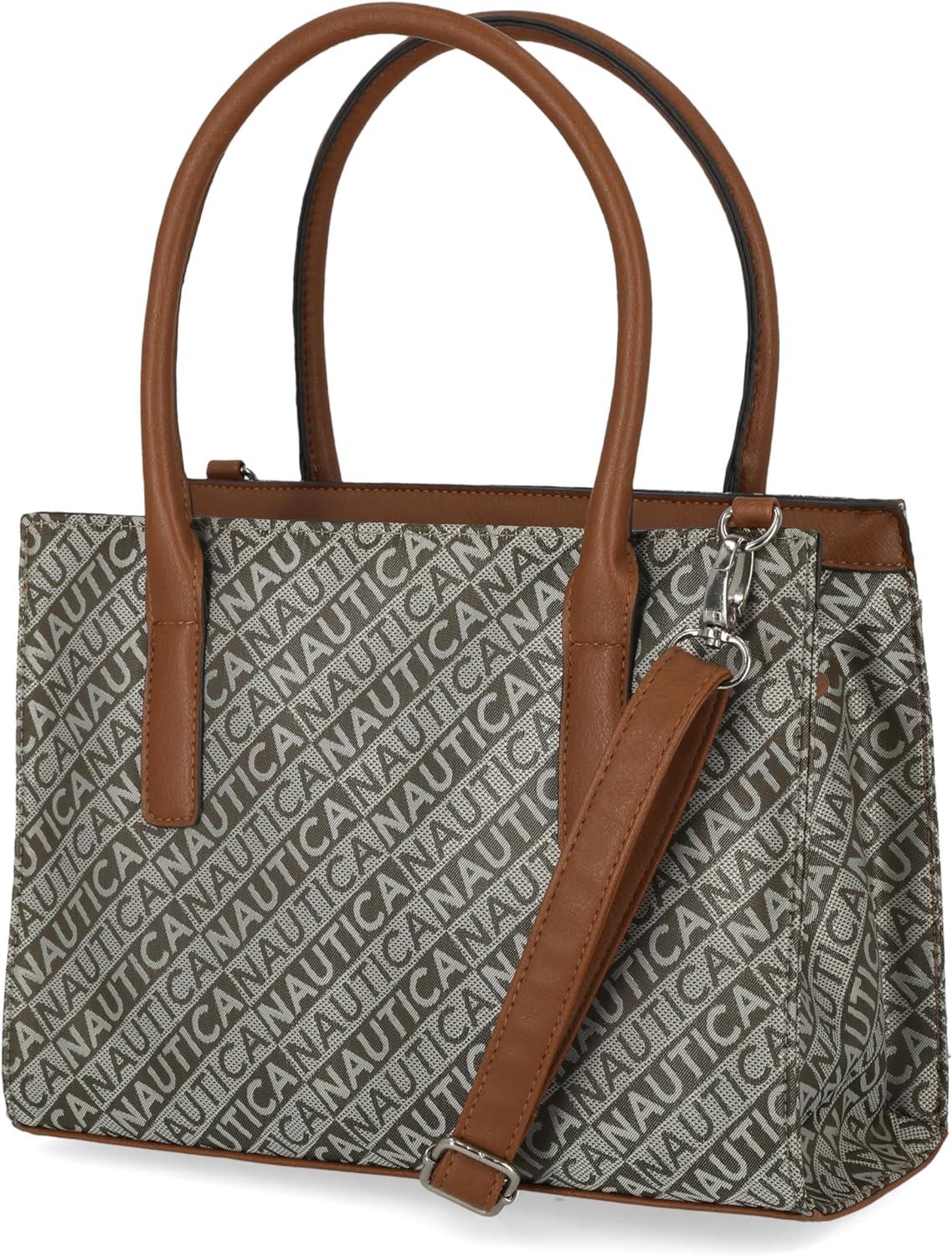 imageNautica Womens Sandy Jr Top Handel Satchel with Removable Crossbody StrapOlive Lakeside Jacquard