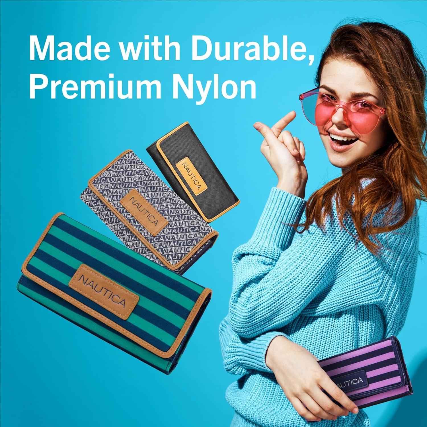 imageNautica womens The Perfect Carry All Money Manager Wallet Organizer with RFID Blocking Wallet Organizer with RFID BlockingIndigo Jacquard