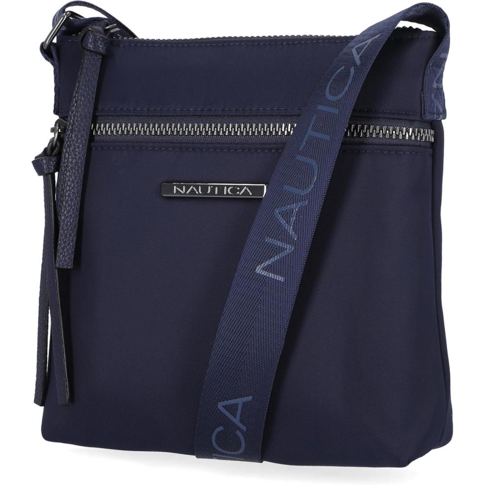imageNautica Diver Nylon Small Womens Crossbody Bag Purse with Adjustable Shoulder StrapZipper Up Indigo