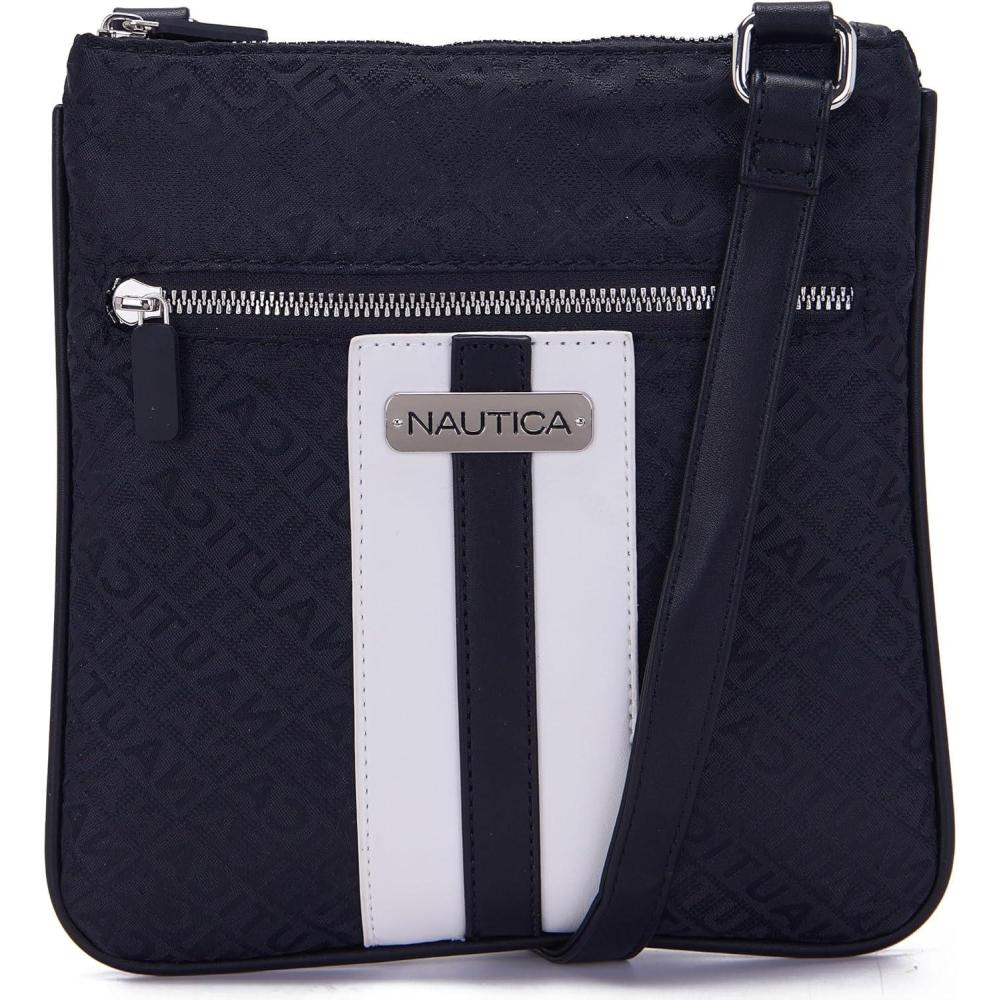 imageNautica Lakeside Signature Jaquard North South Crossbody BagBlack