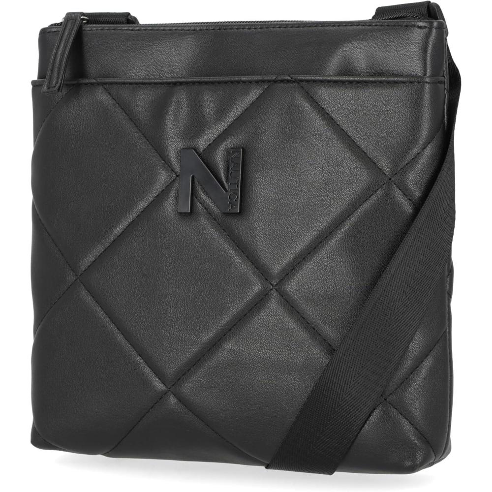 imageNautica Lakeside Signature Jaquard North South Crossbody BagBlack Marquise Quilt