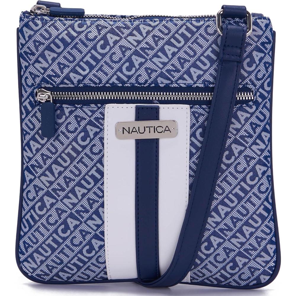 imageNautica Lakeside Signature Jaquard North South Crossbody BagIndigo
