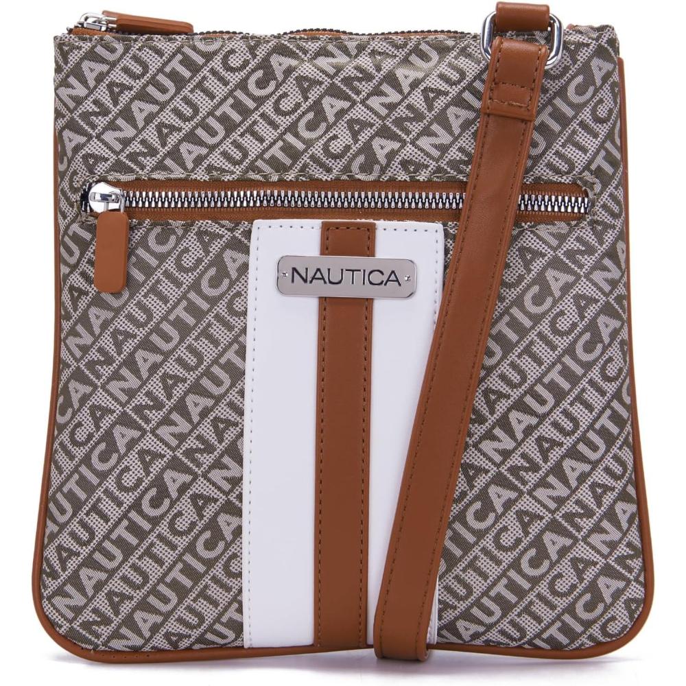 imageNautica Lakeside Signature Jaquard North South Crossbody BagKhaki