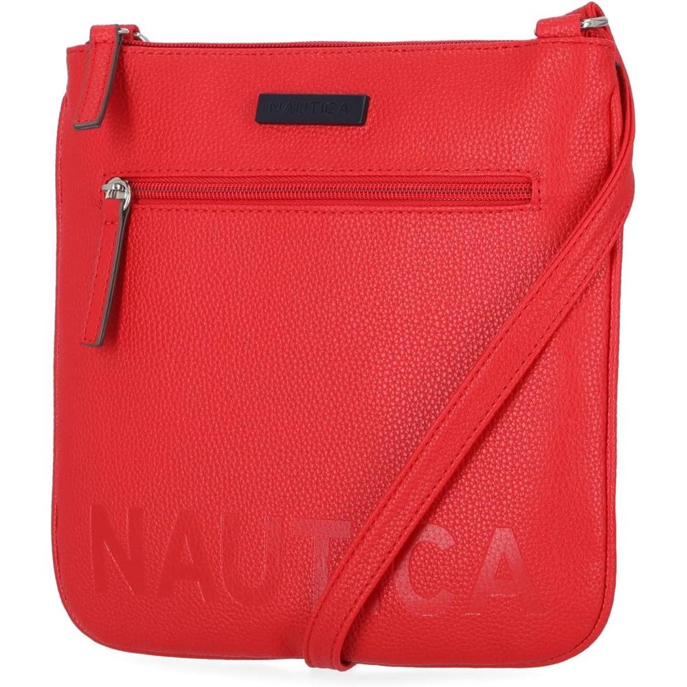 imageNautica Lakeside Signature Jaquard North South Crossbody BagRed